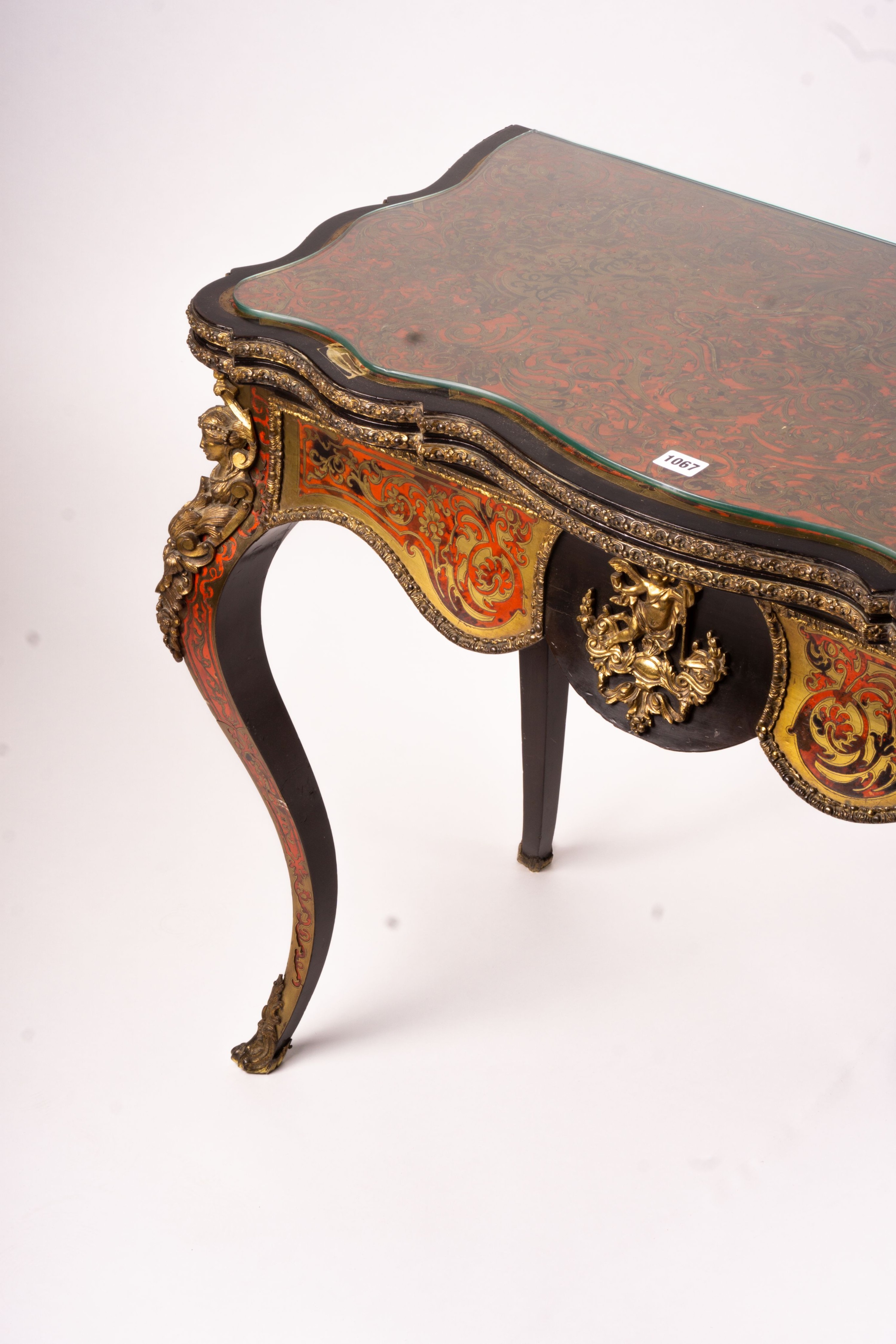 A 19th century Boulle folding card table, width 94cm, depth 46cm, height 74cm